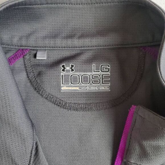 Under Armour AllSeasonGear 1/4 Zip Pullover Women’s Size Large Gray Purple Loose - Picture 7 of 8